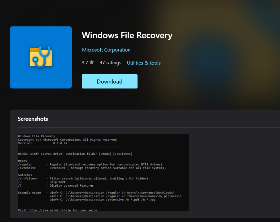 Windows File Recovery